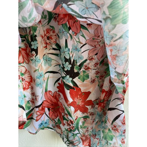 COPY - XOXO Womens Blouse Top Cold Shoulder Large Floral Layered Ruffles Long S… - Picture 6 of 11